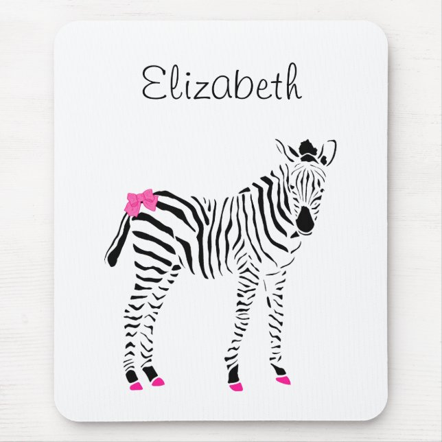 Niedliche Zebra in Pink und Schwarz Mousepad (Vorne)
