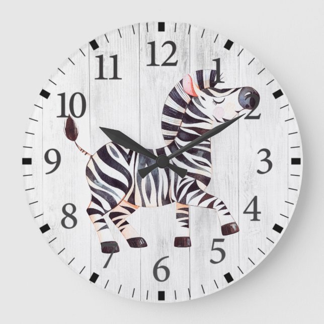 Niedliche Zebra-Wall-Uhr Große Wanduhr (Vorderseite)