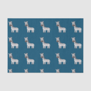 Niedliche Zebra Zoo Tiere Schwarz-weiß Blue Seidenpapier