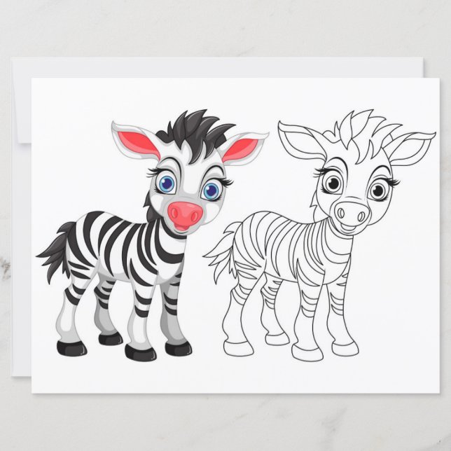 Niedliche Zebrafarbseite für Cartoon (Vorderseite)