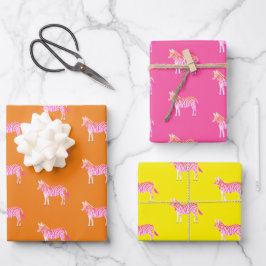 Niedliche Zebras-Farbe Geschenkpapier Set