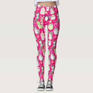 Niedliche Zeichenketten Muster B Pink BG Leggings