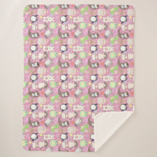 Niedliche Zeichenketten Muster L Pink BG Sherpadecke