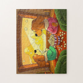 Niedliche Zeichentrickhunde Popcorn und Film Puzzle