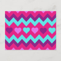 Niedliche Zickzack Herzen Rosa Aquamarin Teen Girl