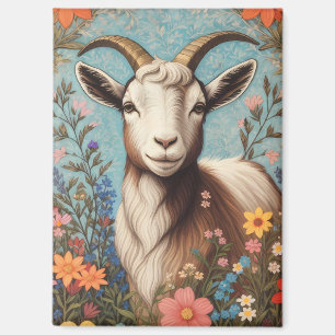 Niedliche Ziege Elegante Farbige Blumen Magnet