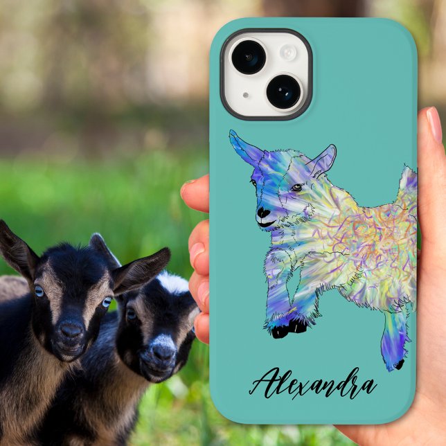 Niedliche Ziege farbiger Name der Tierart Case-Mate iPhone Hülle (Cute goat colorful animal art custom name iPhone case )