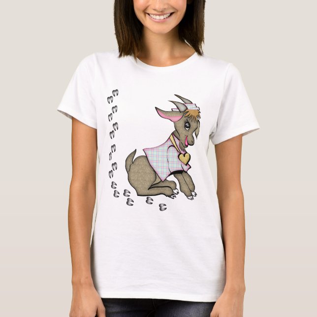 Niedliche Ziege mit HoofPrints T-Shirt (Vorderseite)