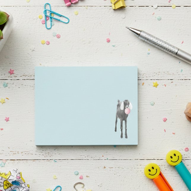 Niedliche Ziege mit rosa Kaugummi Post-it Klebezettel (Von Creator hochgeladen)