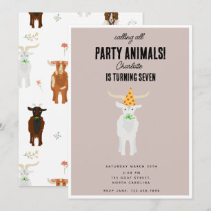 Niedliche Ziegen Bauernhof Party Tiere Ziegen Gebu Einladung