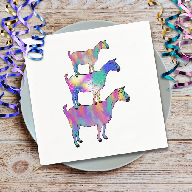 Niedliche Ziegen Farbenfrohe Farm Tierart Serviette (Cute goats colorful farm animal art paper napkins barnyard animal watercolor )