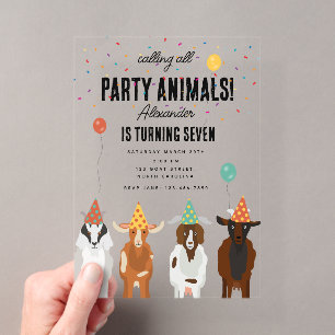 Niedliche Ziegen-Farm-Party-Tiere Ziegen-Geburtsta Acryleinladungen