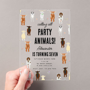 Niedliche Ziegen-Farm-Party-Tiere Ziegen-Geburtsta Acryleinladungen