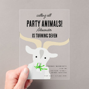 Niedliche Ziegen-Farm-Party-Tiere Ziegen-Geburtsta Acryleinladungen