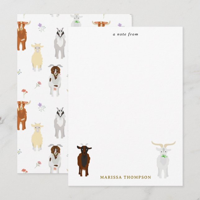 Niedliche Ziegen Mitteilungskarte (Vorne/Hinten)