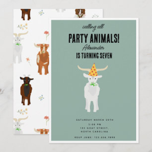 Niedliche Ziegen Party Ziegen Geburtstag Thema Einladung