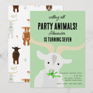 Niedliche Ziegen Party Ziegen Geburtstag Thema Einladung