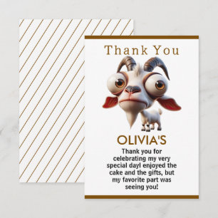 Niedliche Ziegenfarm Tiere 2. Geburtstag Party Dankeskarte