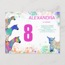 Niedliche Ziegenmädchen 8. Geburtstagsparty Einladungspostkarte