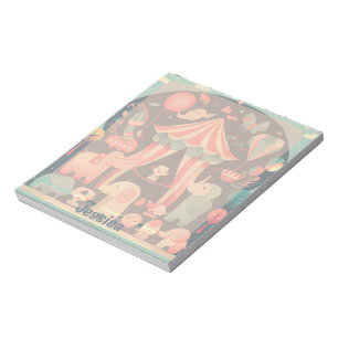 Niedliche Zirkustiere Personalisiert Notizblock