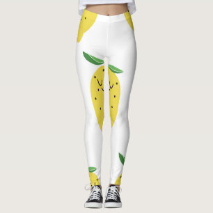 Niedliche Zitronen-Cartoon: Nahtloser Vintage-Stil Leggings