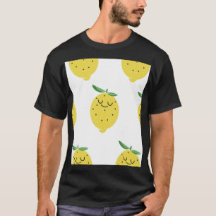 Niedliche Zitronen-Cartoon: Nahtloser Vintage-Stil T-Shirt