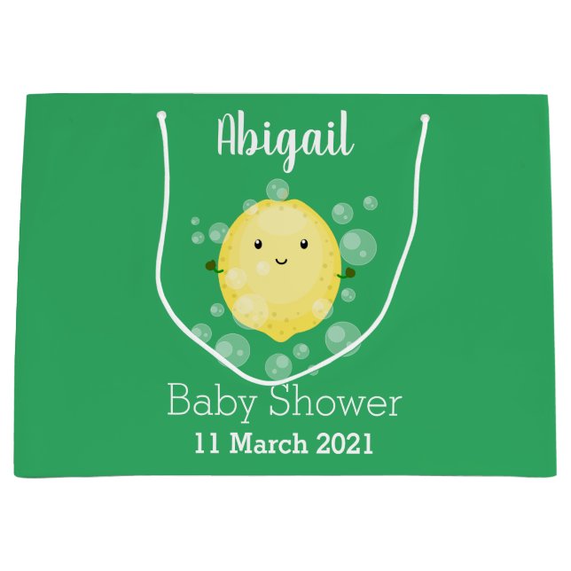 Niedliche Zitronenfrüchte Cartoon Blasen Veranscha Große Geschenktüte (Vorderseite)