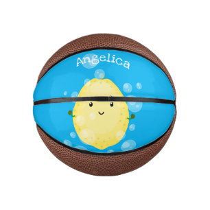 Niedliche Zitronenfrüchte Cartoon Blasen Veranscha Mini Basketball