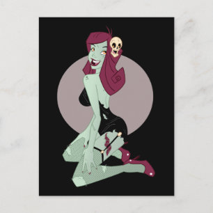 Niedliche Zombie-Button-Up-Girl Postkarte