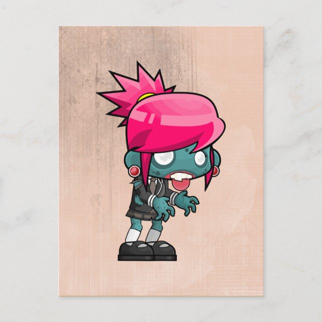 Niedliche Zombie Girl Illustration Postkarte (Vorderseite)