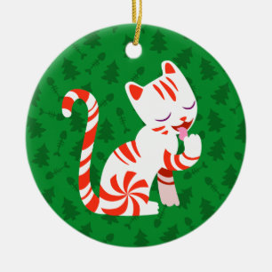 Niedliche Zuckerstange-Katze Keramikornament