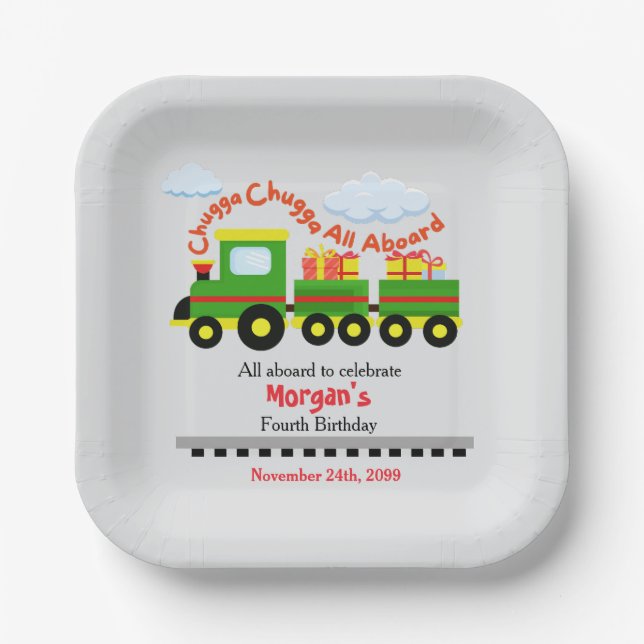 Niedliche Züge aller Altersgruppen mit Geschenken Pappteller (Vorderseite)