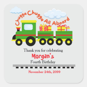 Niedliche Züge aller Altersgruppen mit Geschenken Quadratischer Aufkleber