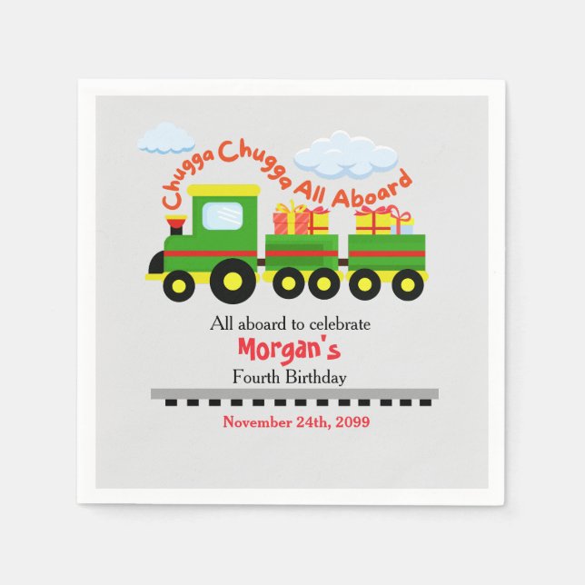 Niedliche Züge aller Altersgruppen mit Geschenken Serviette (Vorderseite)