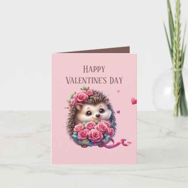 Niedliche Zusatznachricht Valentine Igel Kinder Feiertagskarte (Vorderseite)