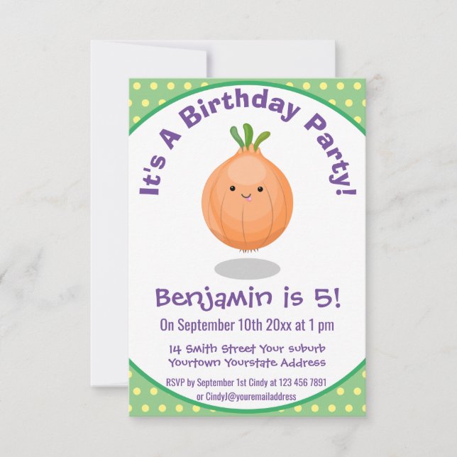 Niedliche Zwiebel-Cartoon-Abbildung Einladung (Vorderseite)