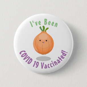 Niedliche Zwiebelgrün-Cartoon-Abbildung Button