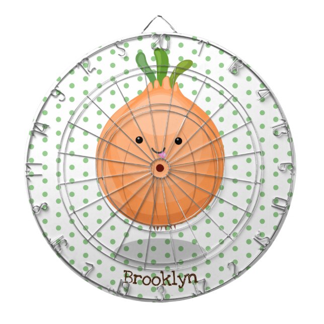 Niedliche Zwiebelgrün-Cartoon-Abbildung Dartscheibe (vorne)
