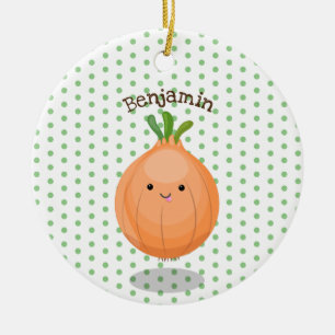 Niedliche Zwiebelgrün-Cartoon-Abbildung Keramik Ornament