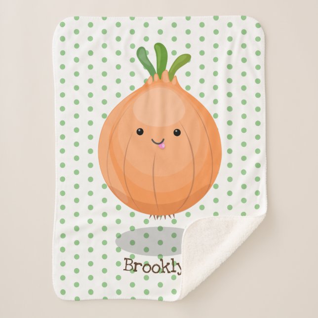 Niedliche Zwiebelgrün-Cartoon-Abbildung Sherpadecke (Vorderseite)