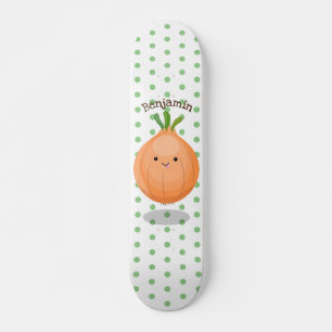 Niedliche Zwiebelgrün-Cartoon-Abbildung Skateboard
