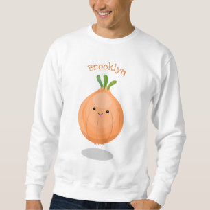 Niedliche Zwiebelgrün-Cartoon-Abbildung Sweatshirt