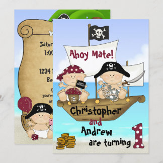 Niedliche Zwillinge Kleiner Bukcaneer ~ Pirate 1. Einladung