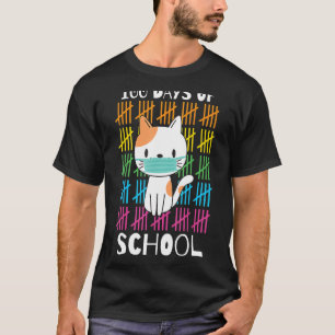 Niedlichen 100 Tage Schulkatzengesicht - Maske vir T-Shirt
