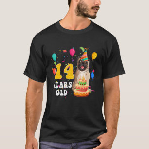 Niedlichen 14 Jahre alter Mops Hund 14. Geburtstag T-Shirt