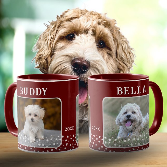 Niedlichen 2 Hunde Foto mit Namen des Sternmusters Tasse (Von Creator hochgeladen)