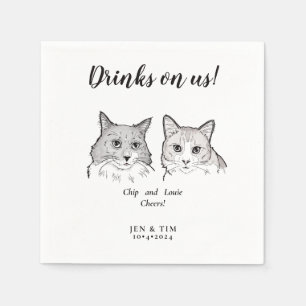 Niedlichen 2 Katzen fühlen sich wie ein Pet Cheers Serviette
