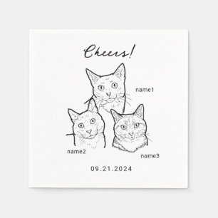 Niedlichen 3 Cats Cheefelder Hochzeitcocktail Serviette