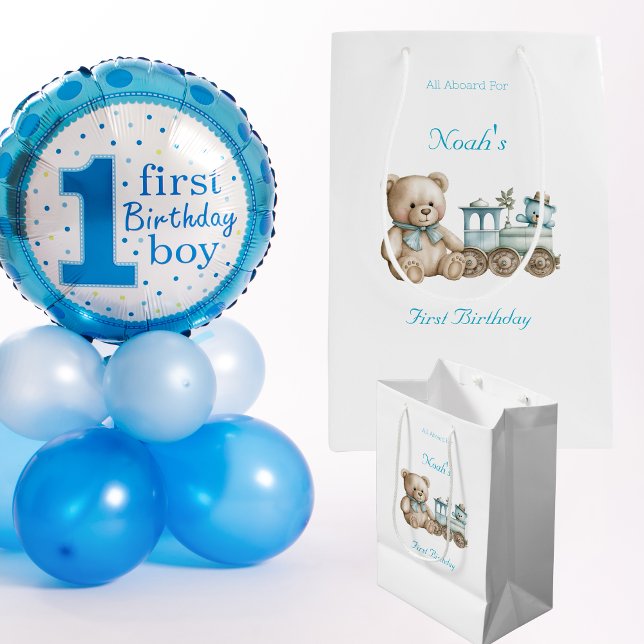 Niedlichen alle an Bord des ersten Jahres Geburtst Mittlere Geschenktüte (All Aboard Gift Bags)