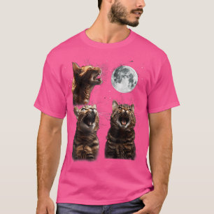 Niedlichen drei Katzen 3 Kat Moon Howling 3 Wolfs T-Shirt